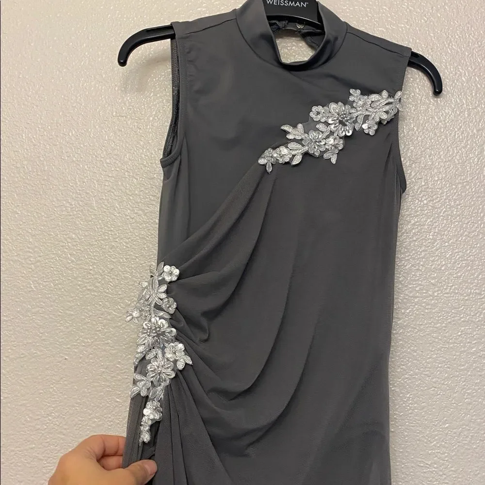 WEISSMAN Dance costume lyrical gray mesh dress Beneath Your Beautiful 12437 LC